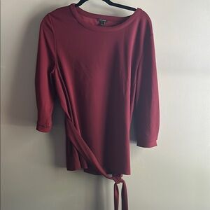 Ann Taylor Women's Tie-Hem Blouse in Deep Wine